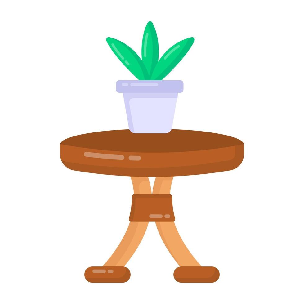 mesa redonda com planta vetor