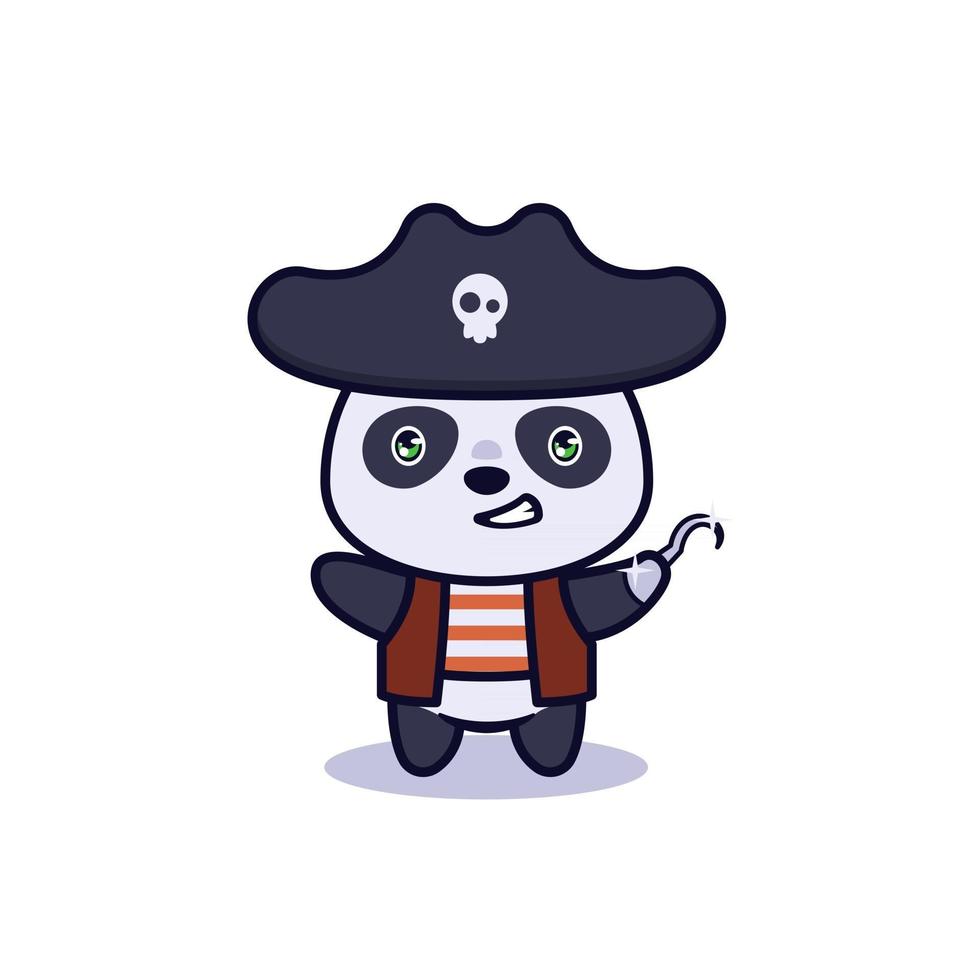 ilustração do personagem panda piratas fofos vetor