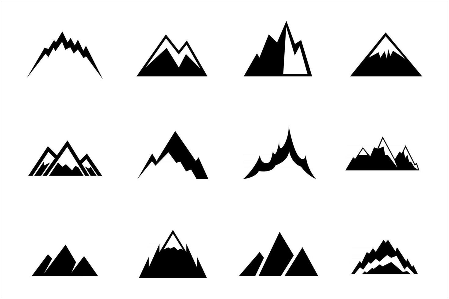 conjunto de doze ícones de montanha vetor