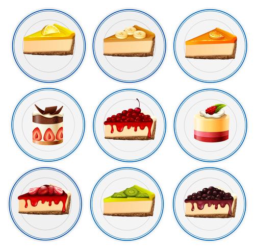 Diferentes tipos de cheesecakes vetor