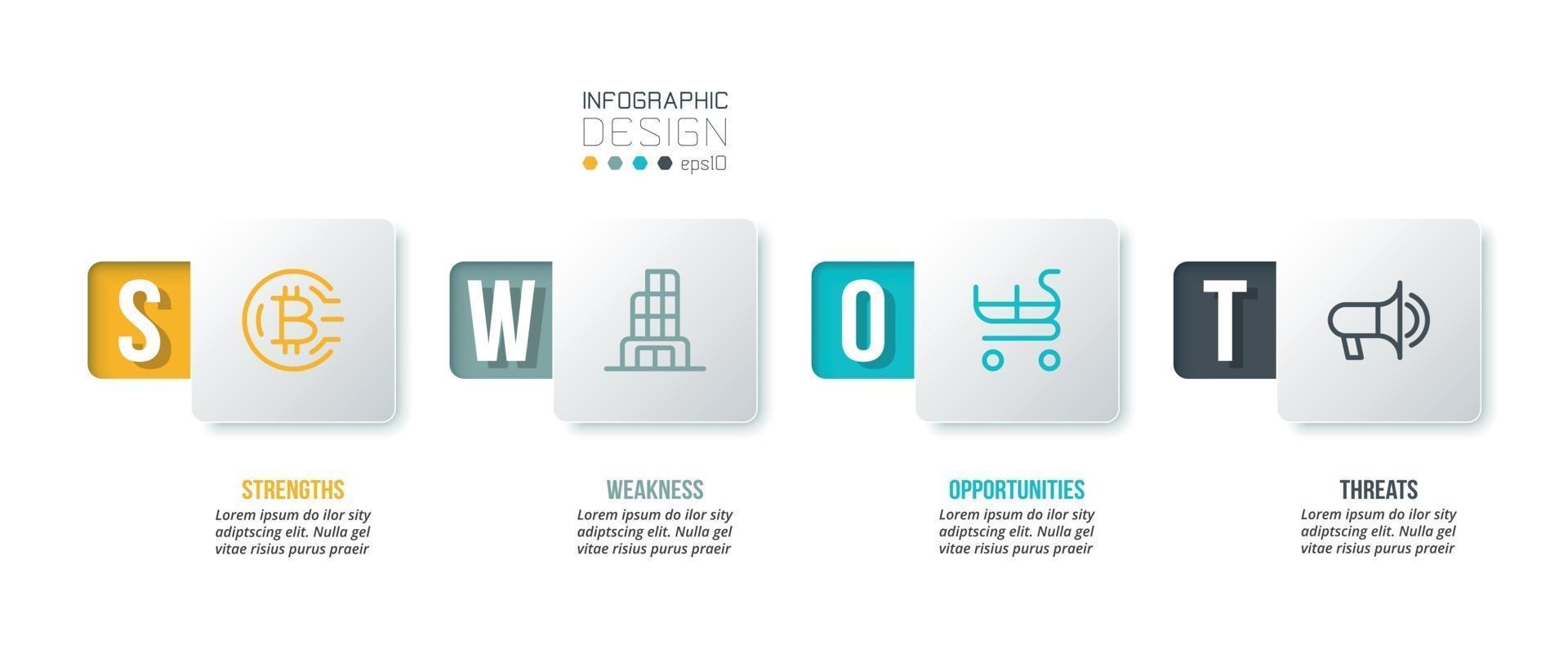 modelo de infográfico de conceito de negócio com análise swot. vetor