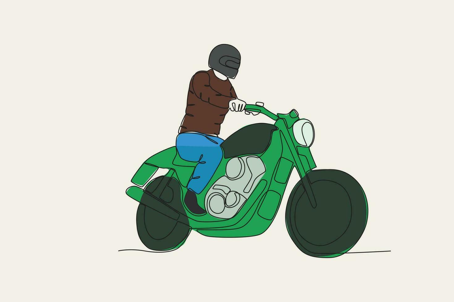 cor ilustração do uma homem equitação uma motocicleta vetor