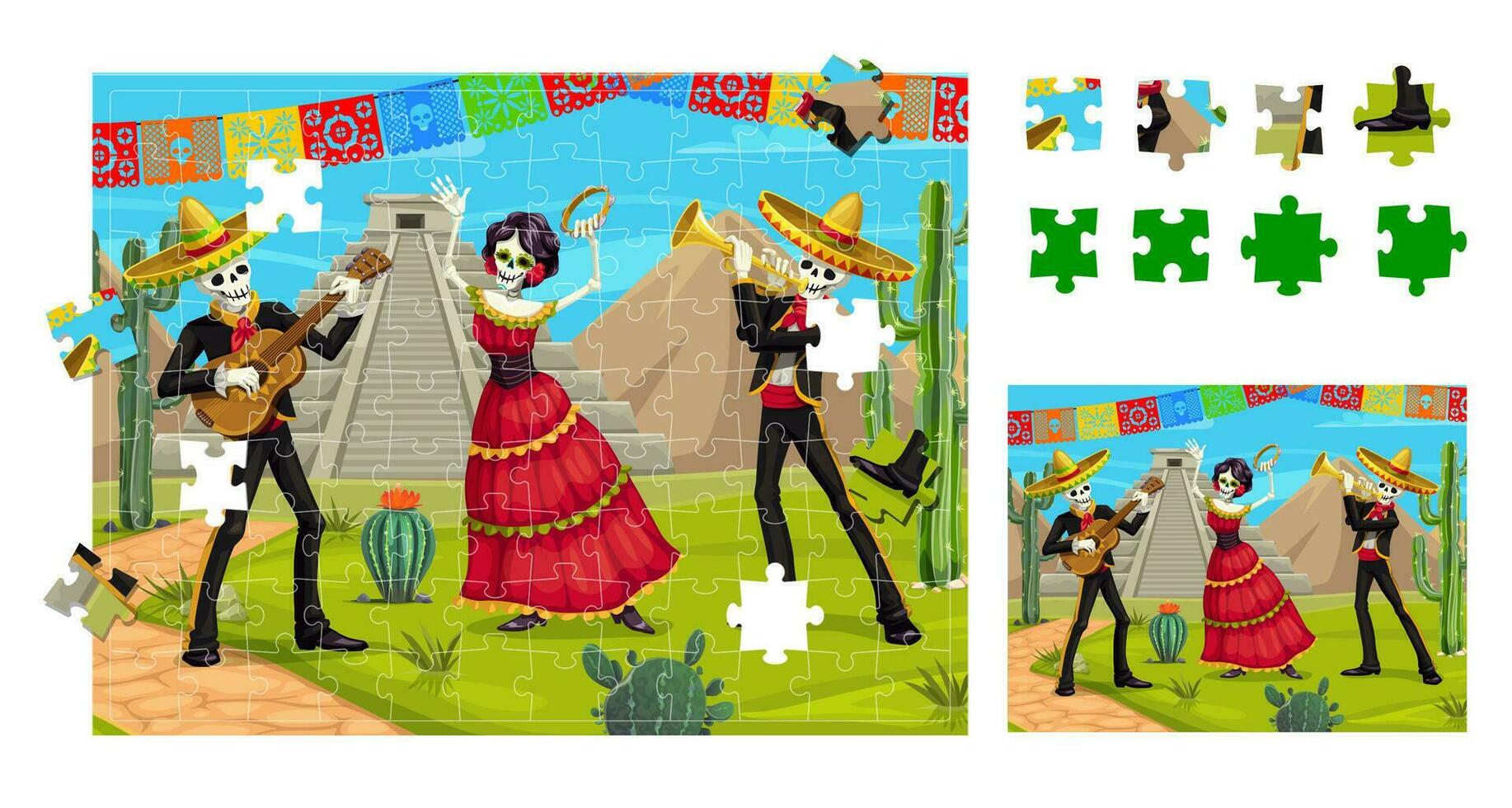 dia do morto mexicano feriado quebra-cabeças enigma jogos vetor