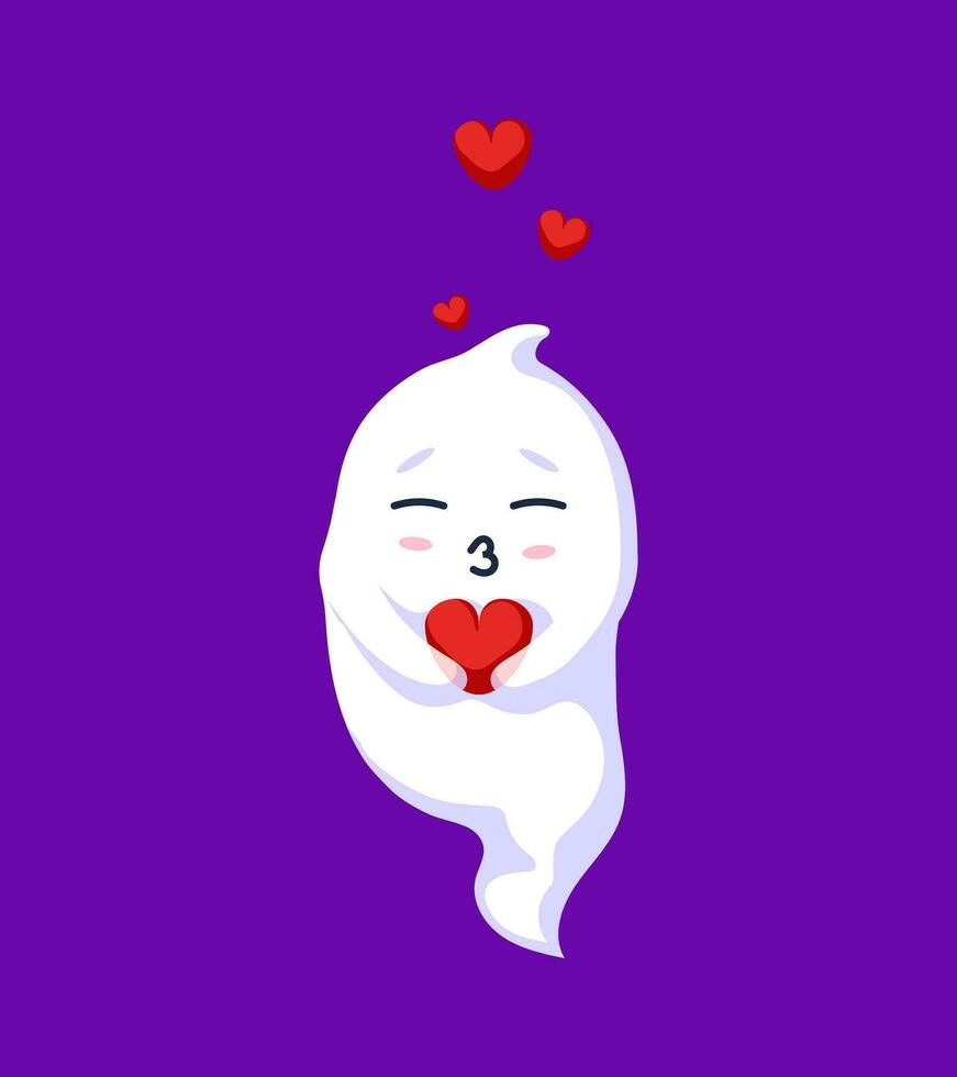 dia das Bruxas kawaii fantasma desenho animado personagem se beijando vetor