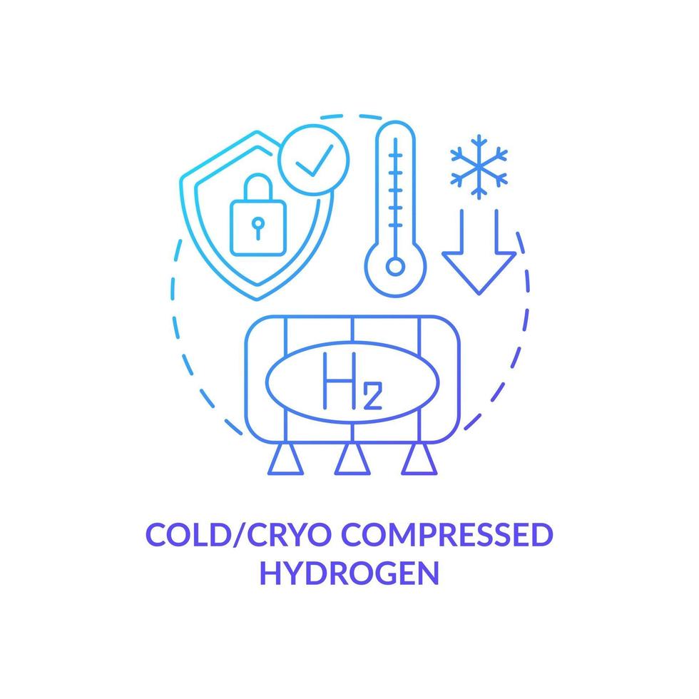 ícone do conceito de hidrogênio comprimido a frio e crio-comprimido vetor