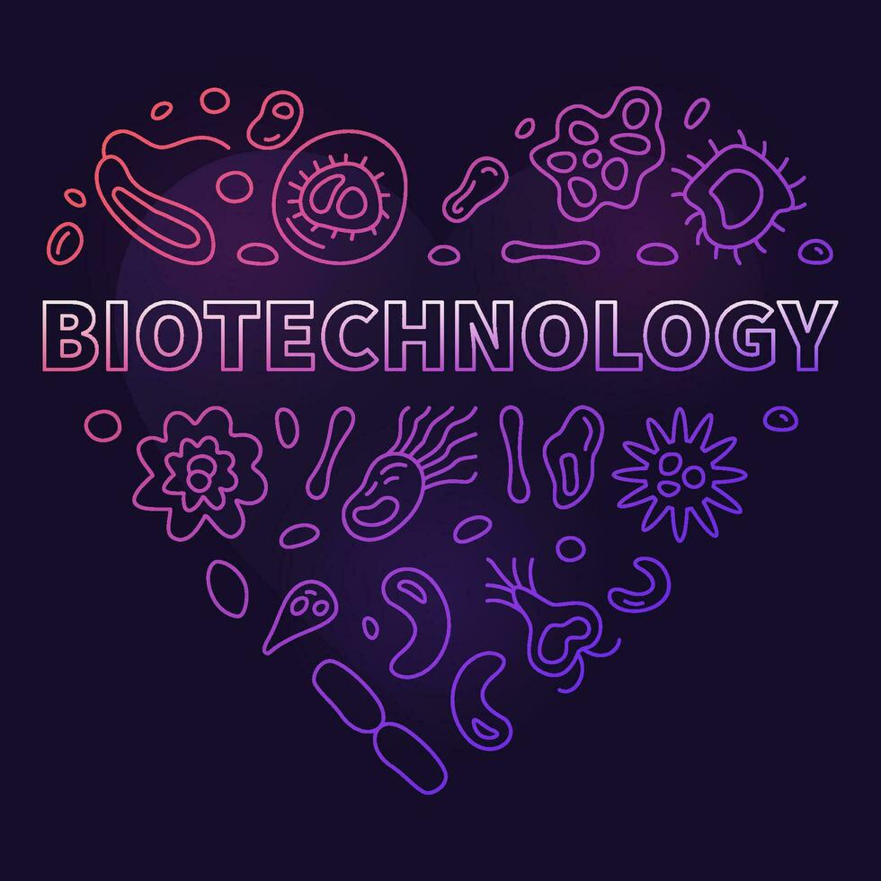 biotecnologia Ciência conceito linha vetor coração em forma colori bandeira