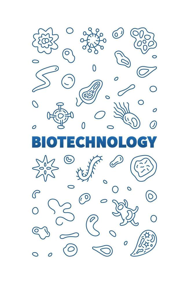 biotecnologia Ciência conceito esboço vetor vertical bandeira