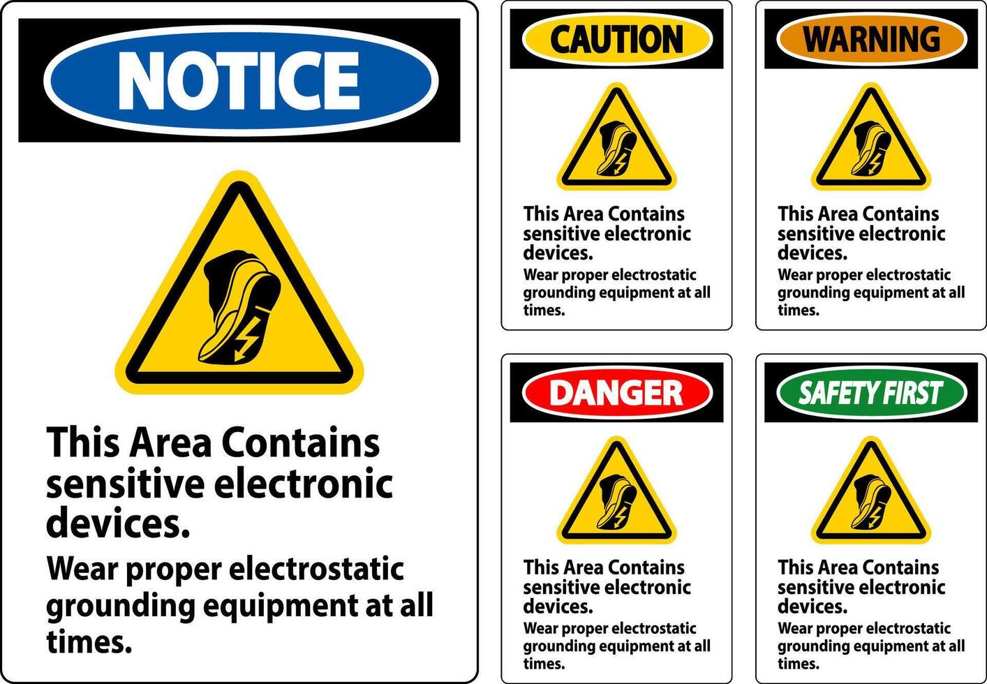 Cuidado placa isto área contém sensível eletrônico dispositivos, vestem apropriado eletrostática aterramento equipamento às todos vezes vetor