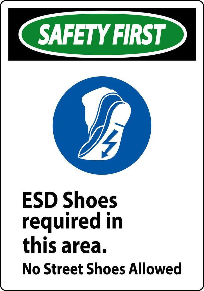 segurança primeiro placa esd sapatos requeridos dentro isto área. não rua sapatos permitido vetor