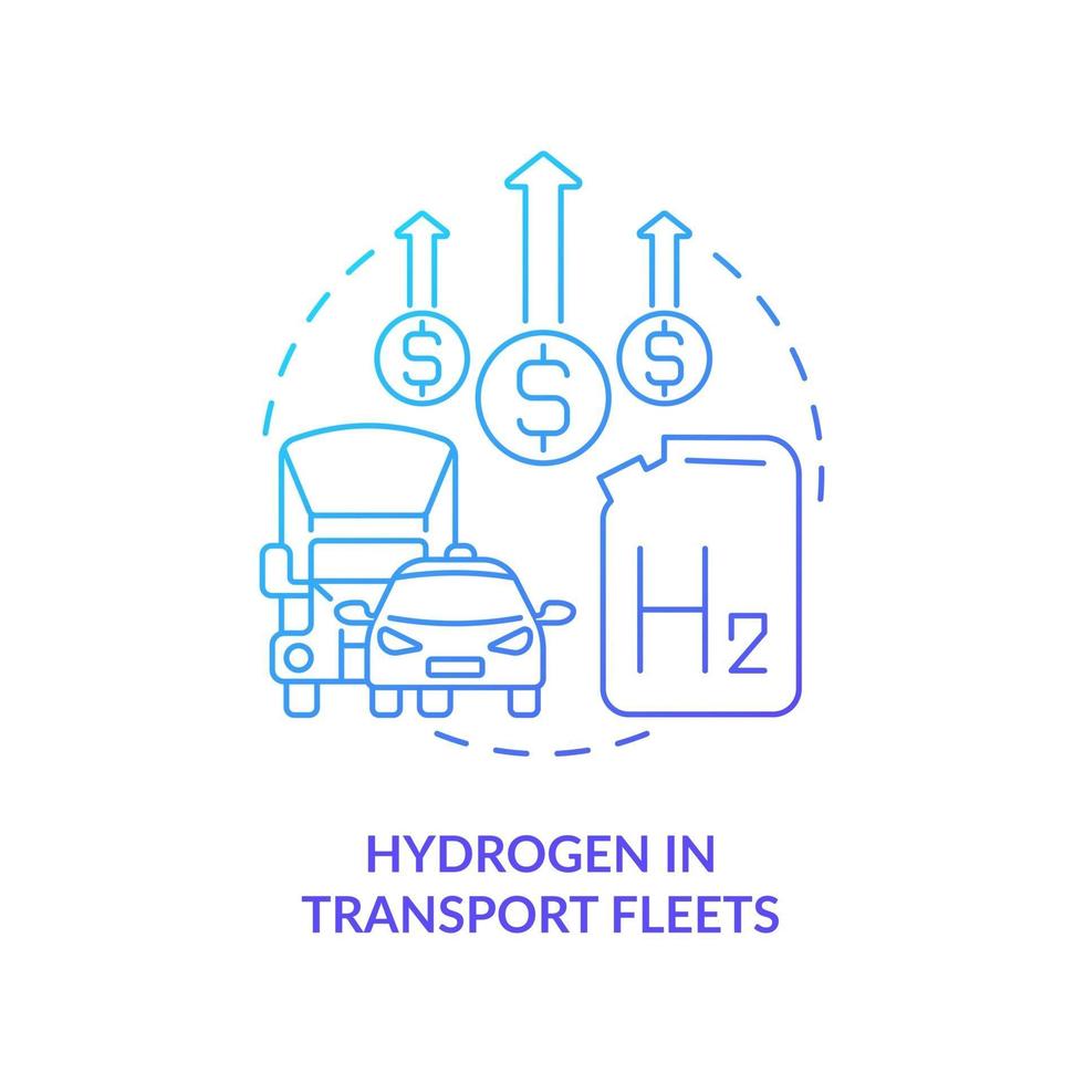 hidrogênio no ícone do conceito de frotas de transporte vetor