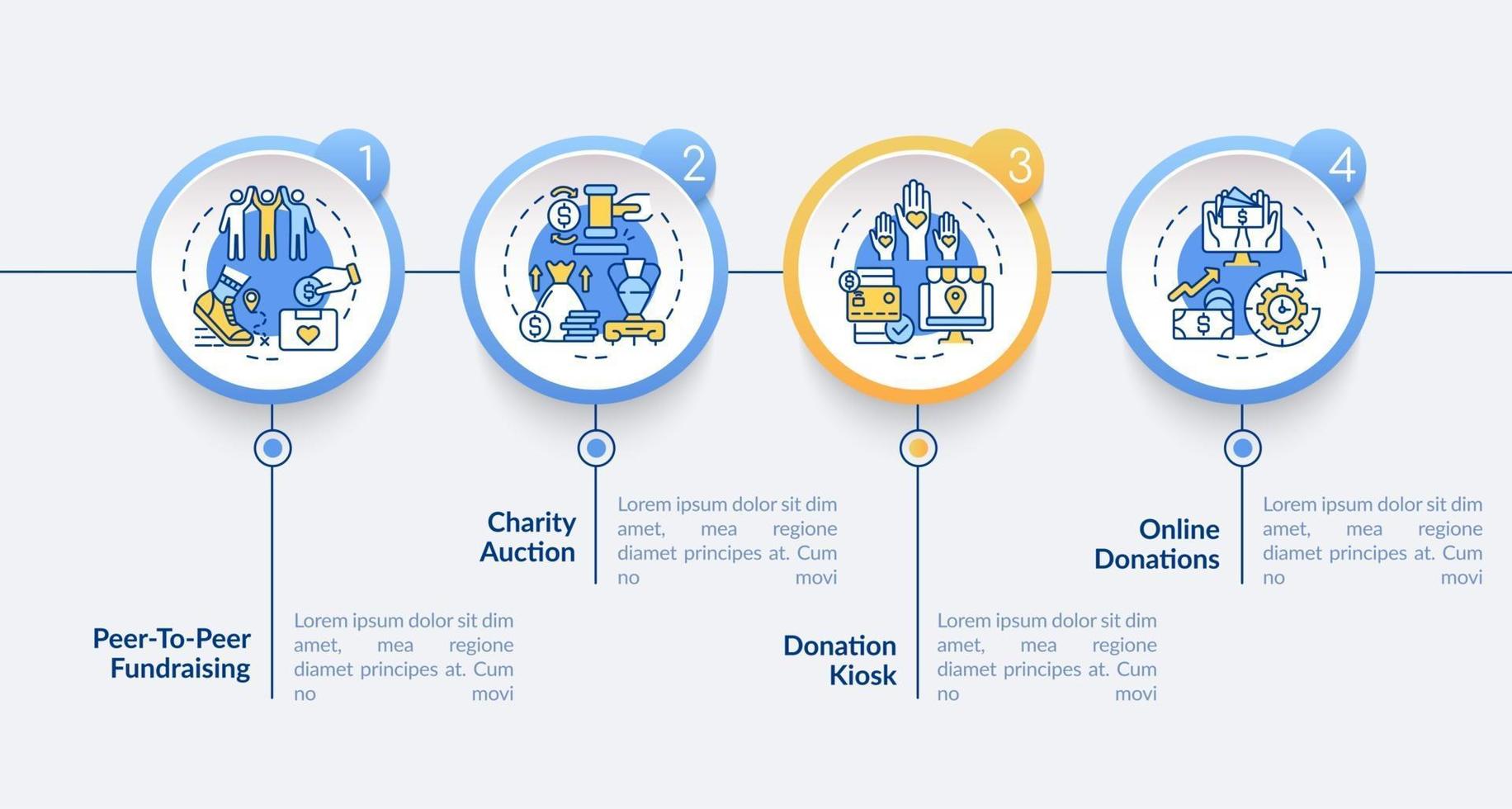 modelo de infográfico de vetor de ideias para eventos de caridade