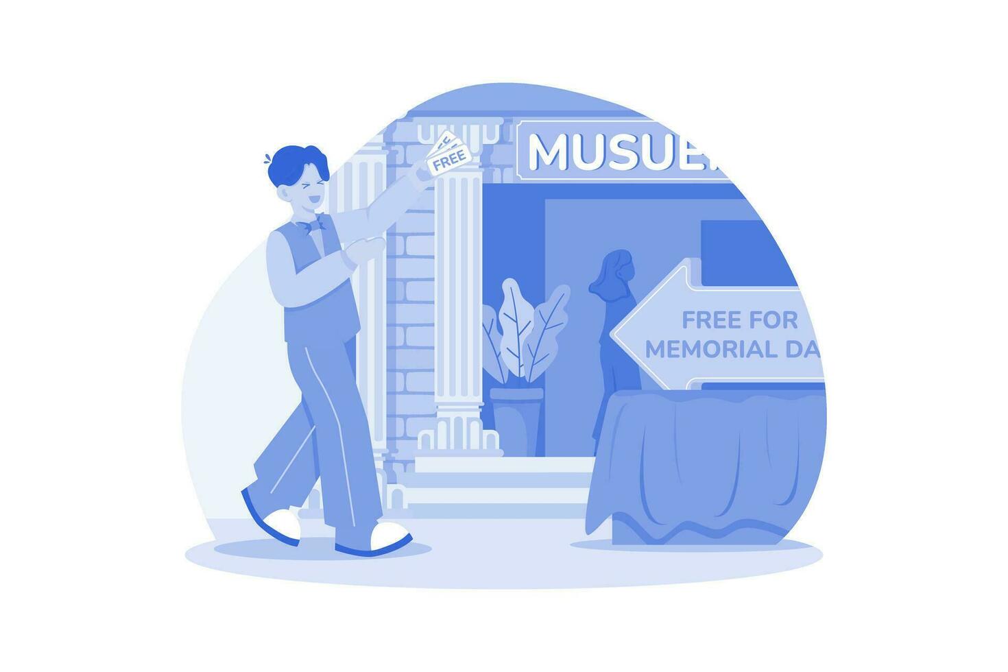 local museus e histórico sites oferta livre admissão em memorial dia. vetor