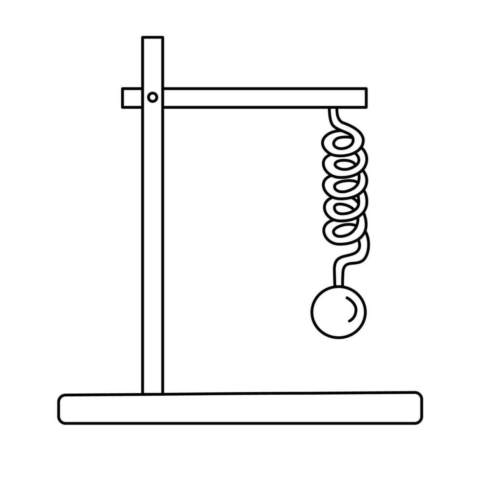 Primavera carregado pêndulo pêndulo mão desenhado rabisco vetor ilustração Preto contorno. costas para escola tema elemento, física Ciência, Educação.