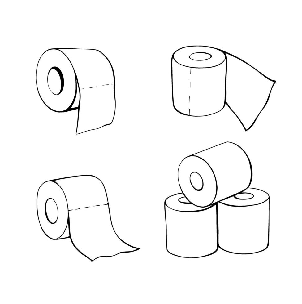 rolos de papel higiênico. ilustração vetorial desenhada à mão vetor