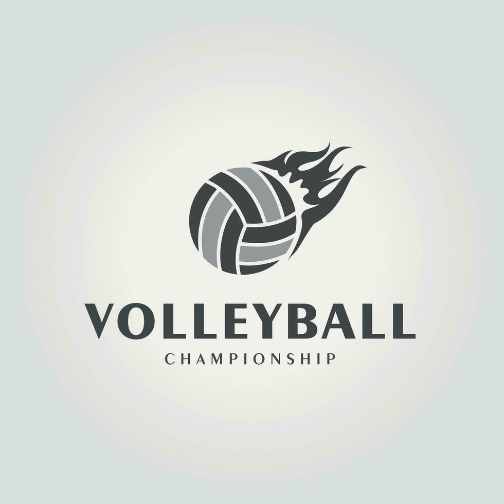 minimalista voleibol logotipo com fogo dentro a principal, ilustração Projeto do voleibol clube ícone vetor