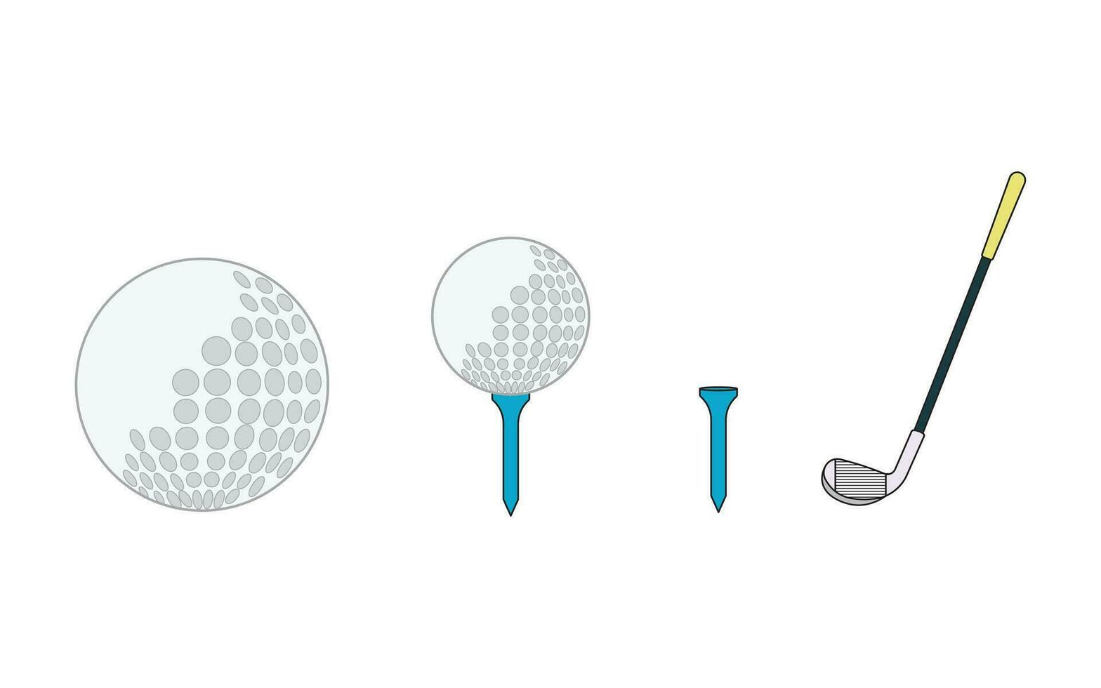 desenho animado vetor ilustração golfe bola bastão e golfe tee esporte ícone isolado em branco fundo