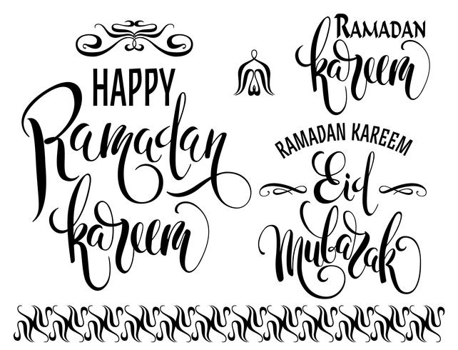 Ramadan Kareem. Conjunto de logotipos do Ramadã vetor