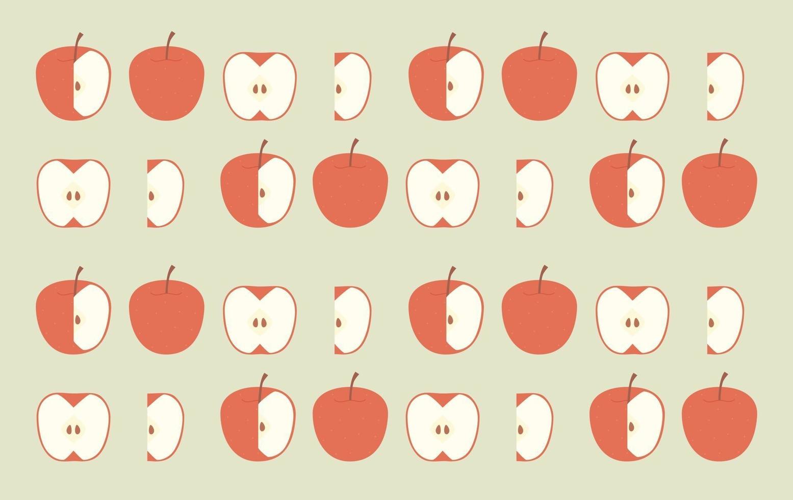 padrão de design de maçã que é cortado aos poucos. vetor