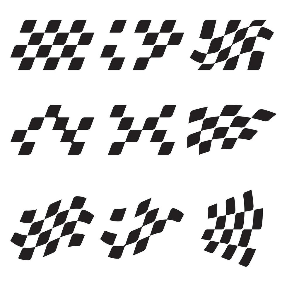 Preto e branco xadrez bandeiras do vários raça estilo formas vetor
