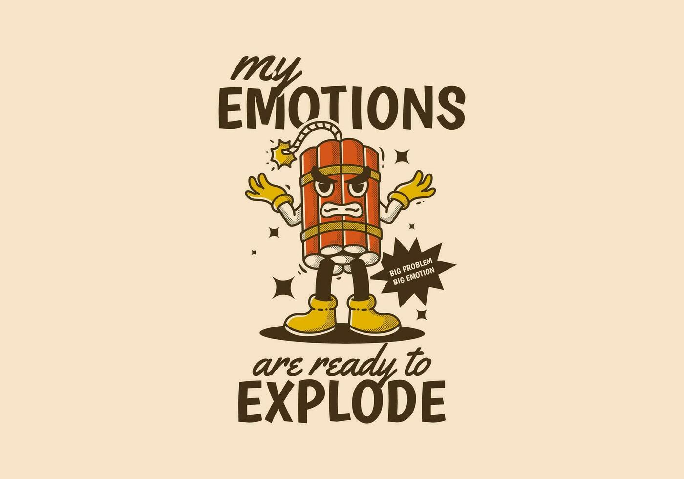 meu emoções estão pronto para explodir. mascote personagem Projeto do tnt dinamite com Bravo face vetor