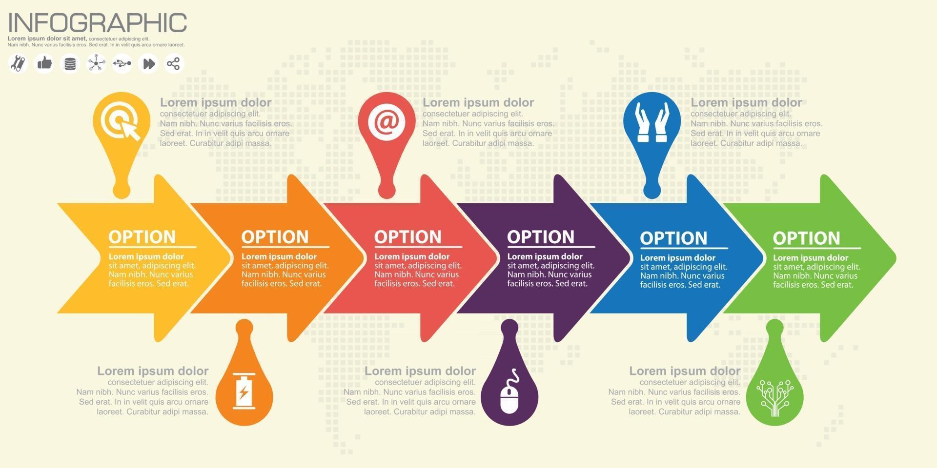 infográficos de negócios com ilustração em vetor estilo seta.