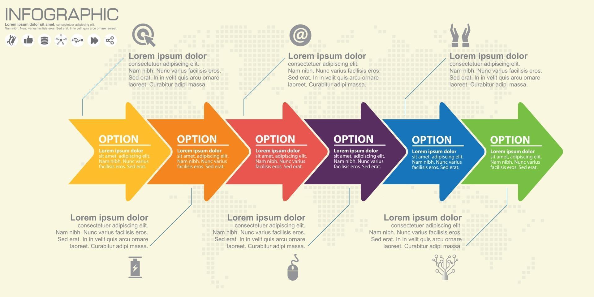 infográficos de negócios com ilustração em vetor estilo seta.