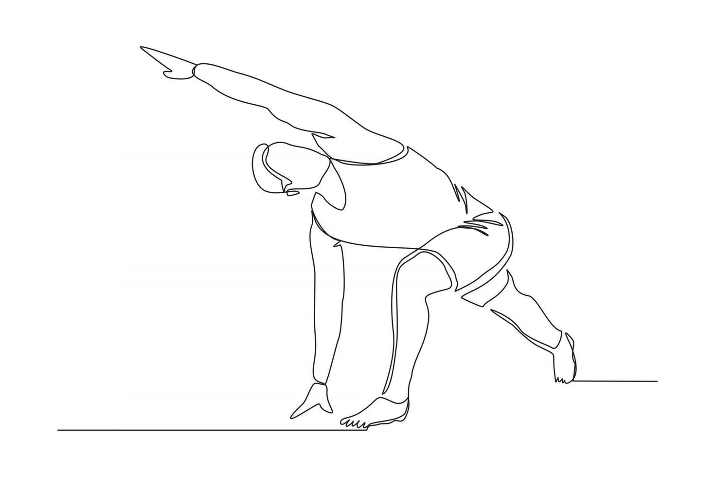 contínua única uma linha desenho ilustração vetorial homem ioga ginásio vetor