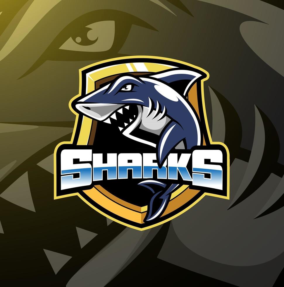 design do logotipo do mascote shark esport vetor