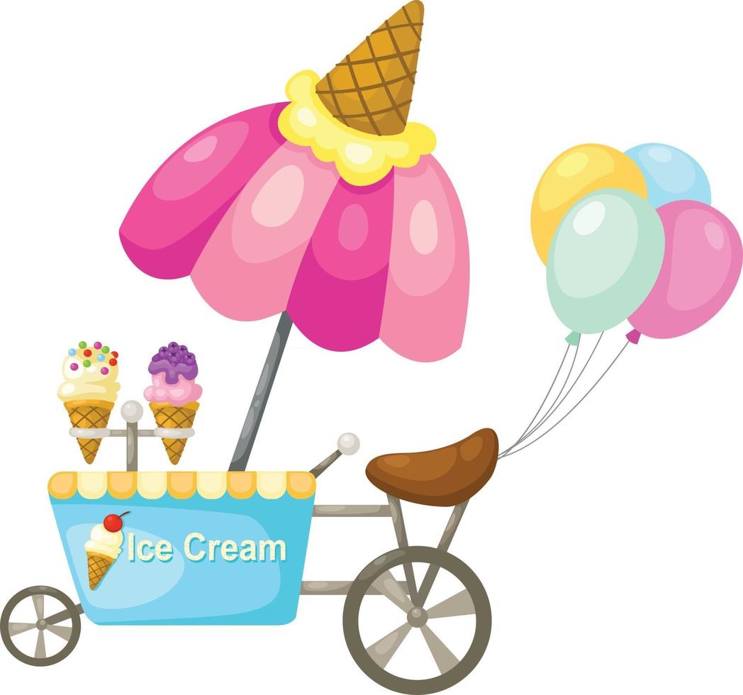 barraca de carrinho e ilustração de sorvete vetor