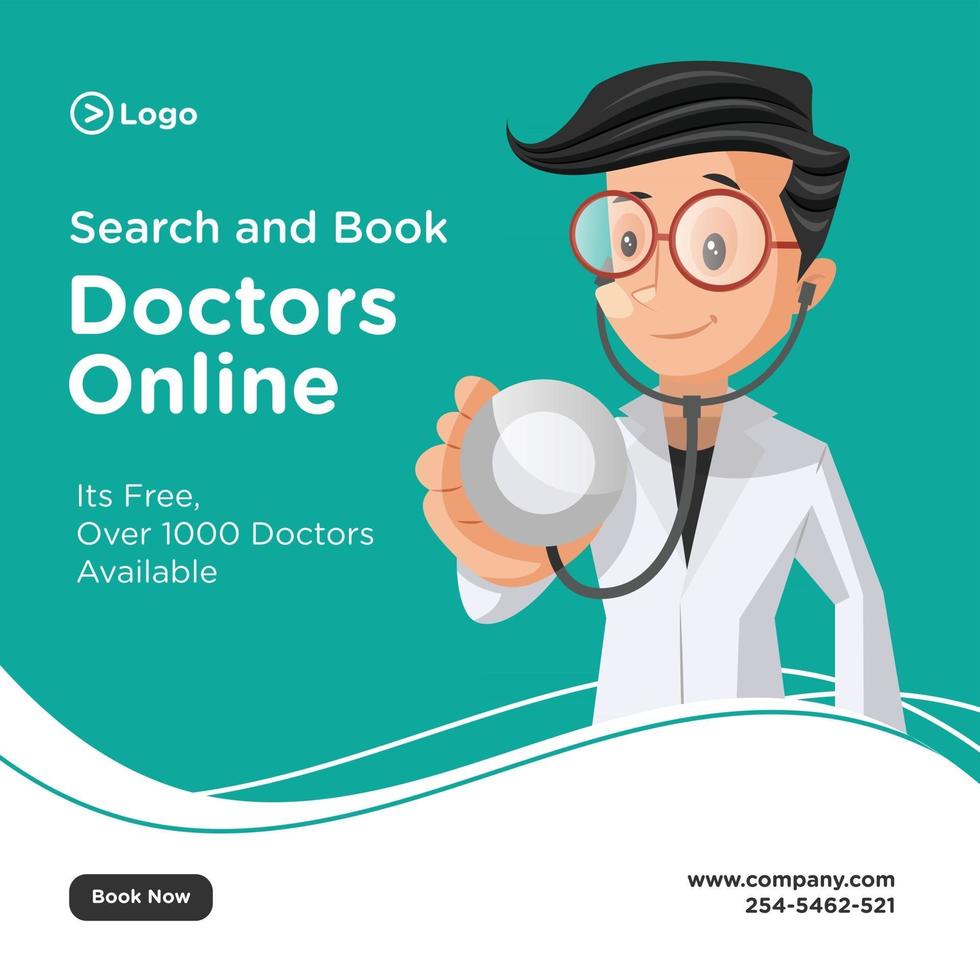 pesquisar e reservar design de banner online para médicos vetor