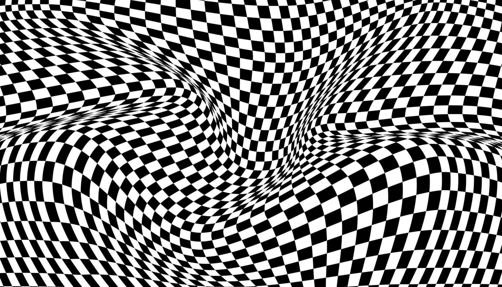 fundo xadrez distorcido preto e branco vetor