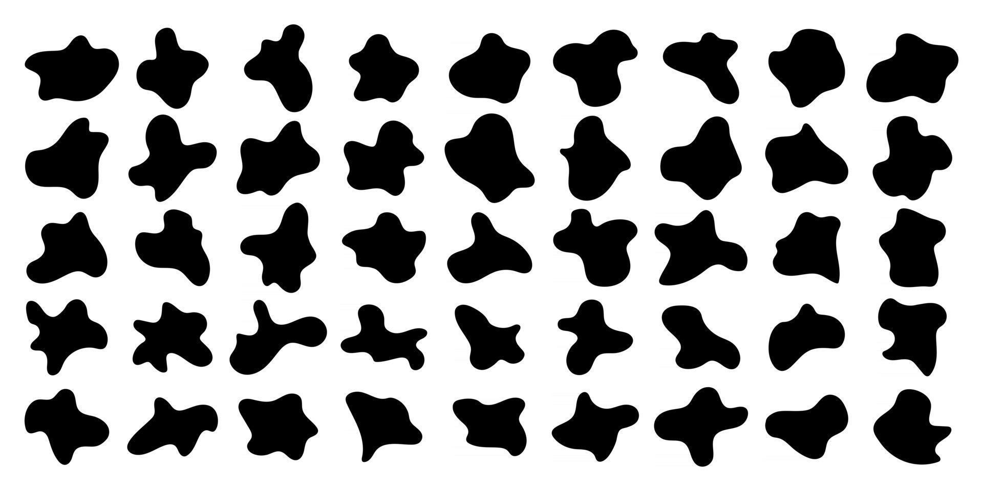 coleção de formas fluidas pretas isolada no fundo branco vetor