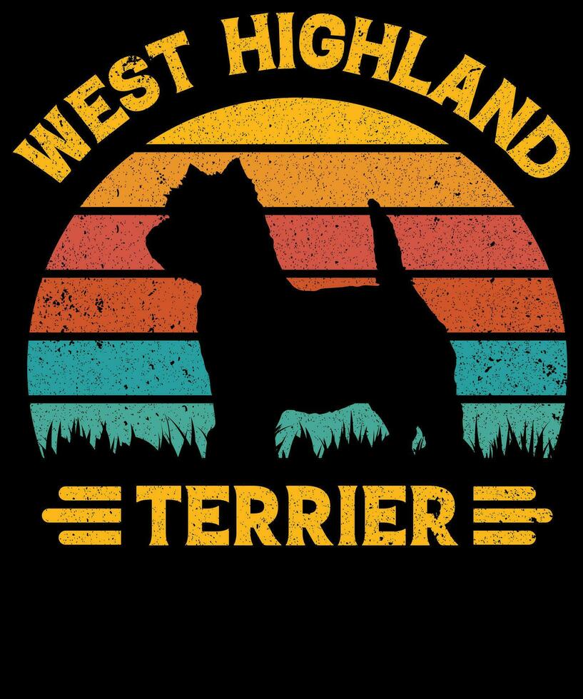 oeste terras altas terrier vintage camiseta Projeto vetor