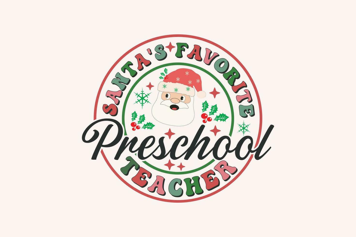 papai noel favorito pré escola professor Natal retro tipografia camiseta Projeto vetor