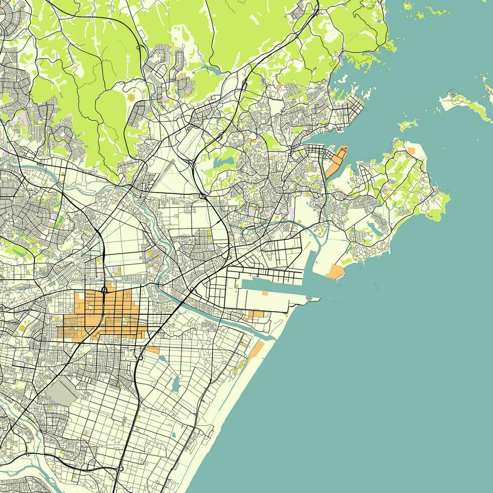 mapa do Sendai, miyagi, Japão vetor