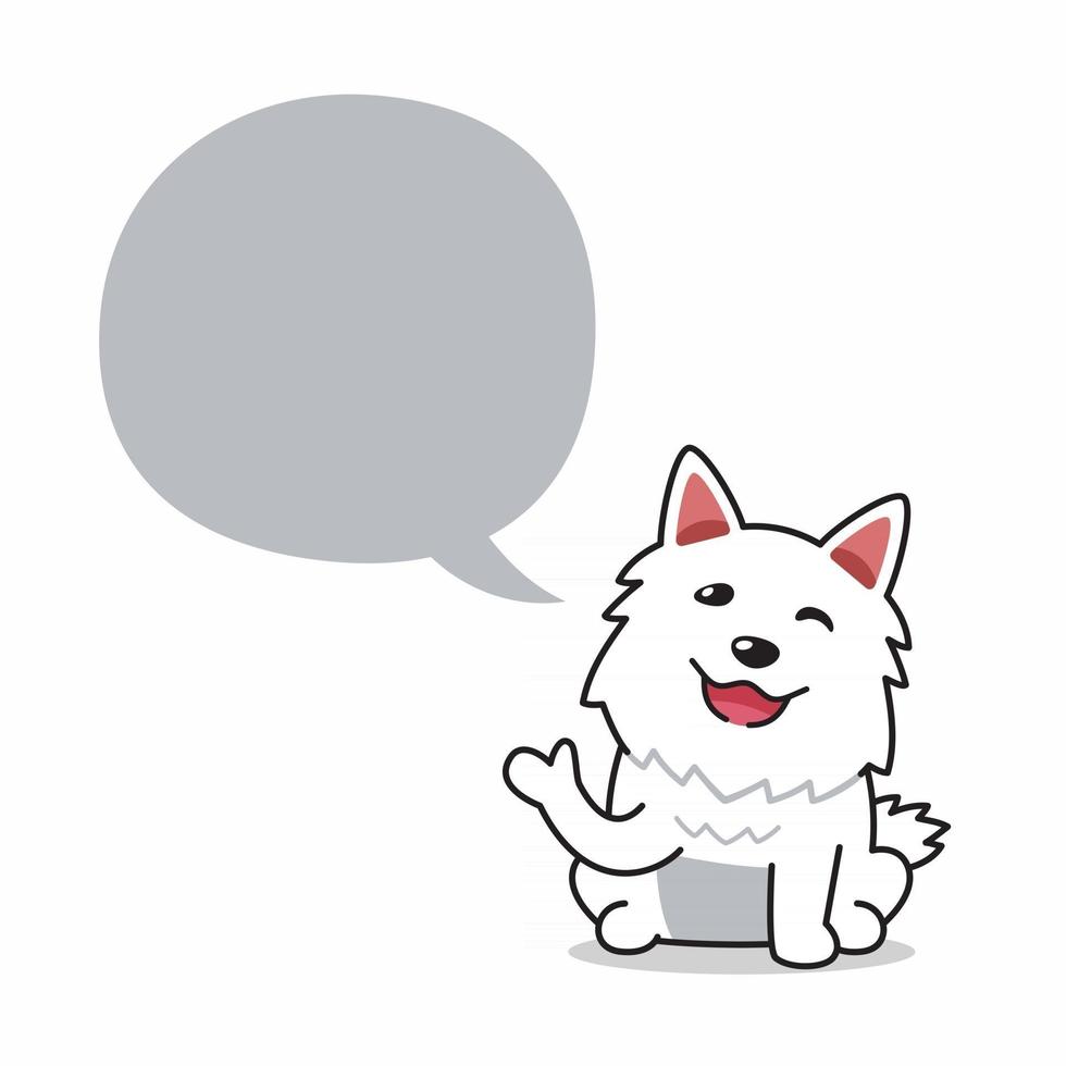 personagem de desenho animado cachorro branco com balão de fala vetor