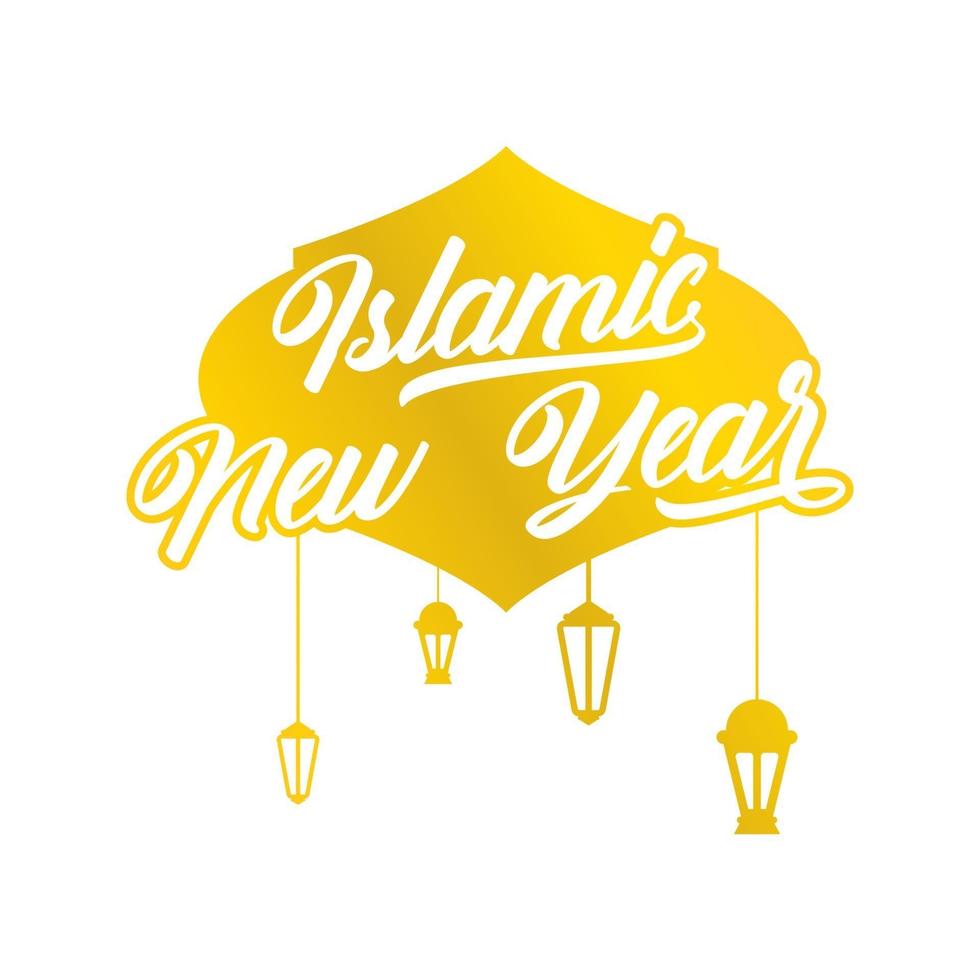 etiqueta dourada cumprimentando o ano novo islâmico vetor