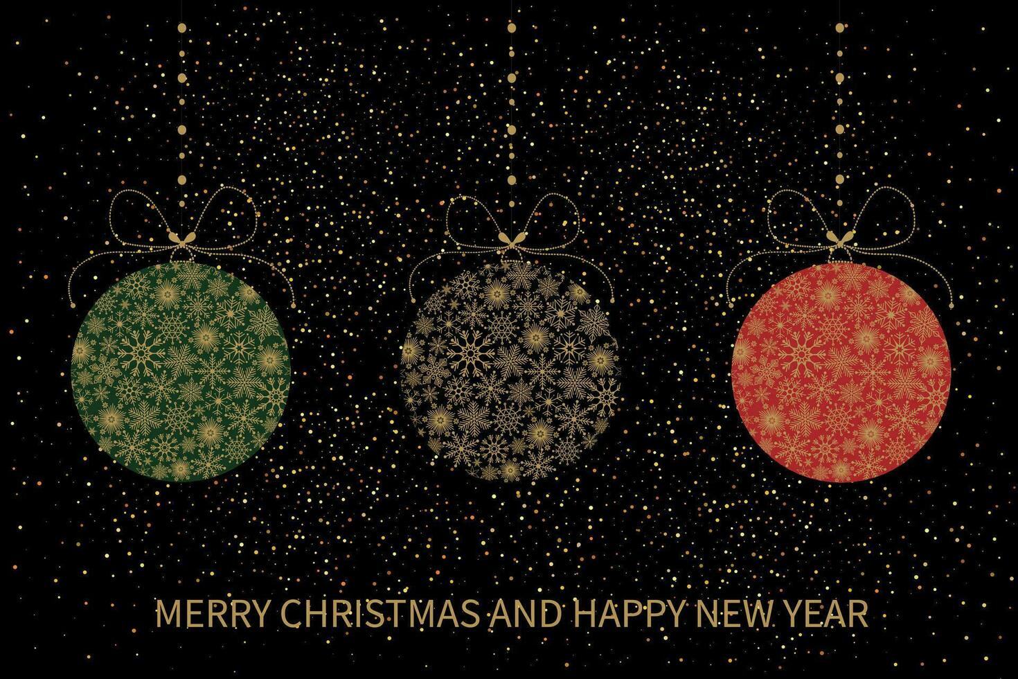 festivo Natal cartão com Natal bolas fez do flocos de neve. alegre Natal e feliz Novo ano cumprimento cartão. vetor ilustração