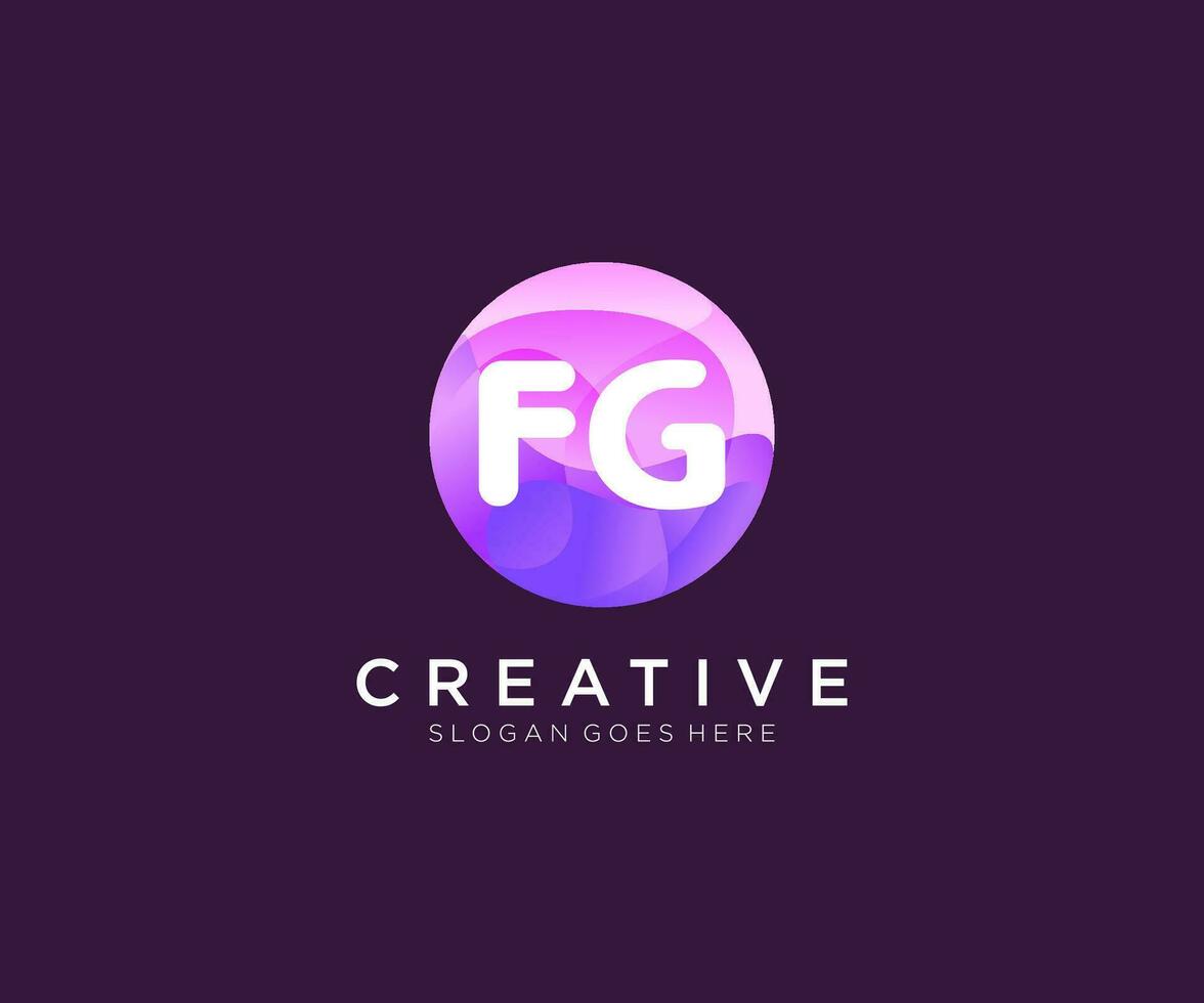 fg inicial logotipo com colorida círculo modelo vetor. vetor