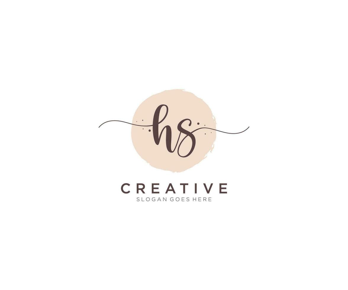 monograma de beleza de logotipo feminino inicial hs e design de logotipo elegante, logotipo de caligrafia de assinatura inicial, casamento, moda, floral e botânico com modelo criativo. vetor
