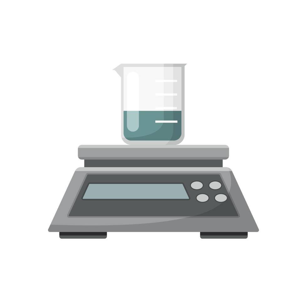 equipamento de laboratório, balança e copo vetor