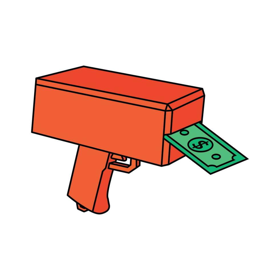 brinquedo arma de fogo com dólar conta vetor