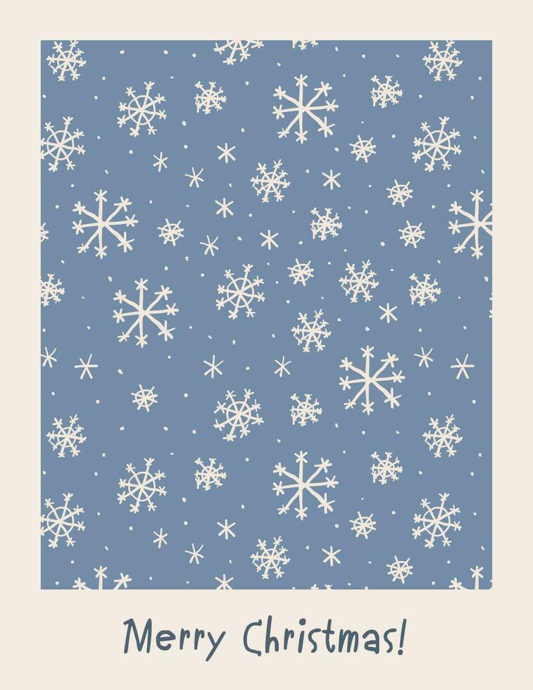 vetor poster com flocos de neve em luz azul fundo, Natal vintage e minimalista poster