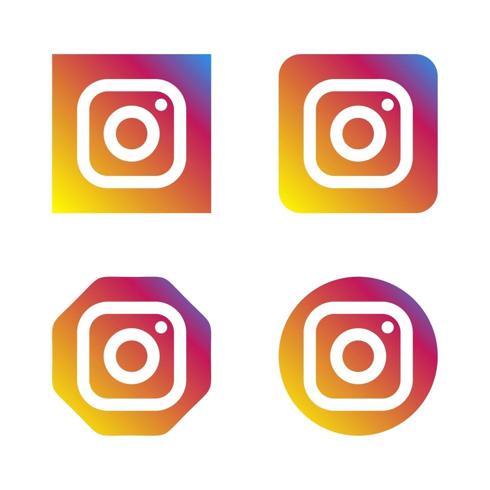 conjunto de ícones de logotipo de mídia social do instagram com vários formatos de estilo vetor