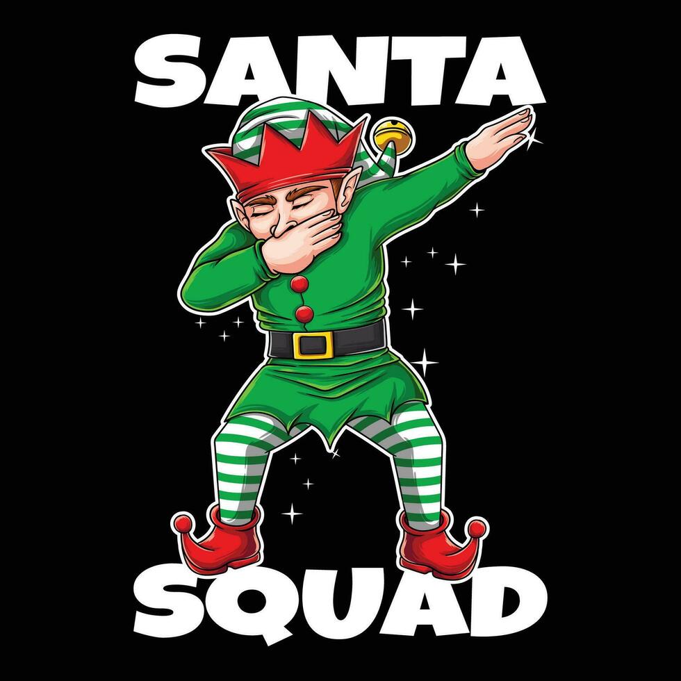 duende santa pelotão dabbing dança t camisa Projeto vetor ilustração