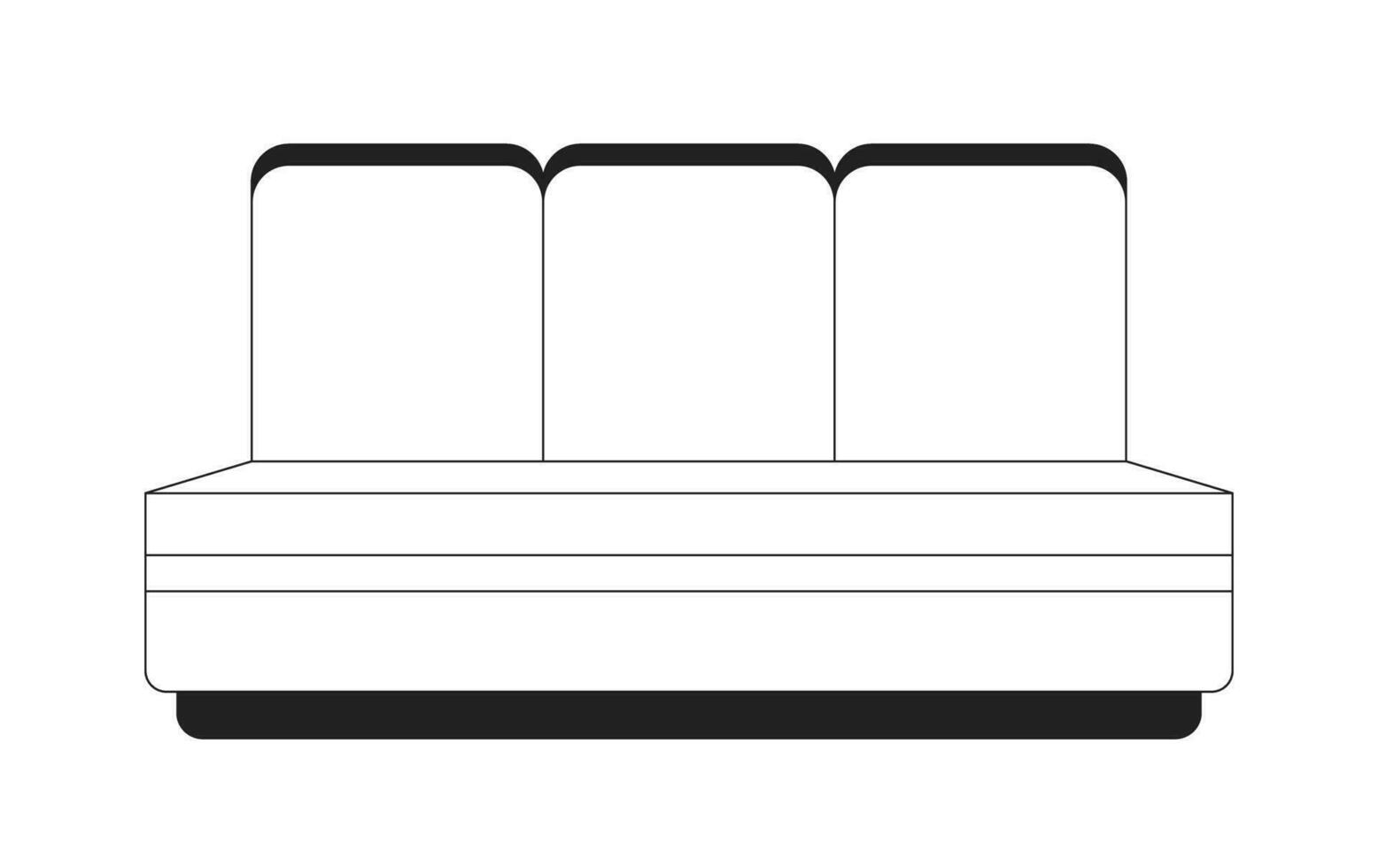 público transporte assentos Preto e branco 2d desenho animado objeto. subterrâneo trem assentos vintage isolado vetor esboço item. passageiro cadeiras. couro confortável sofá monocromático plano local ilustração