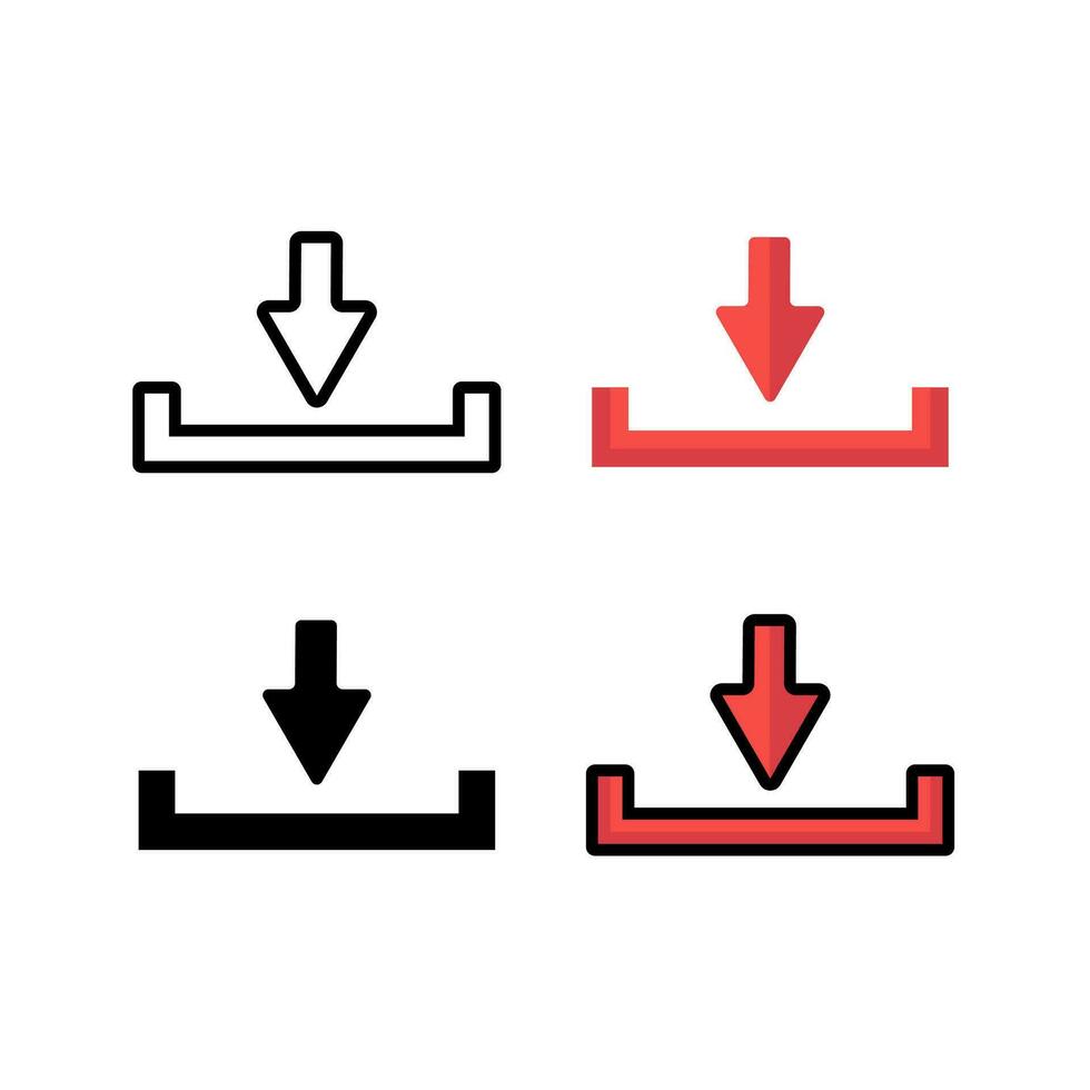 baixar plano vetor ícone. instalar símbolo. baixar ícone. Envio botão. carga símbolo. moderno, simples plano, linha vetor ilustração isolado em branco plano de fundo, ícone definir.