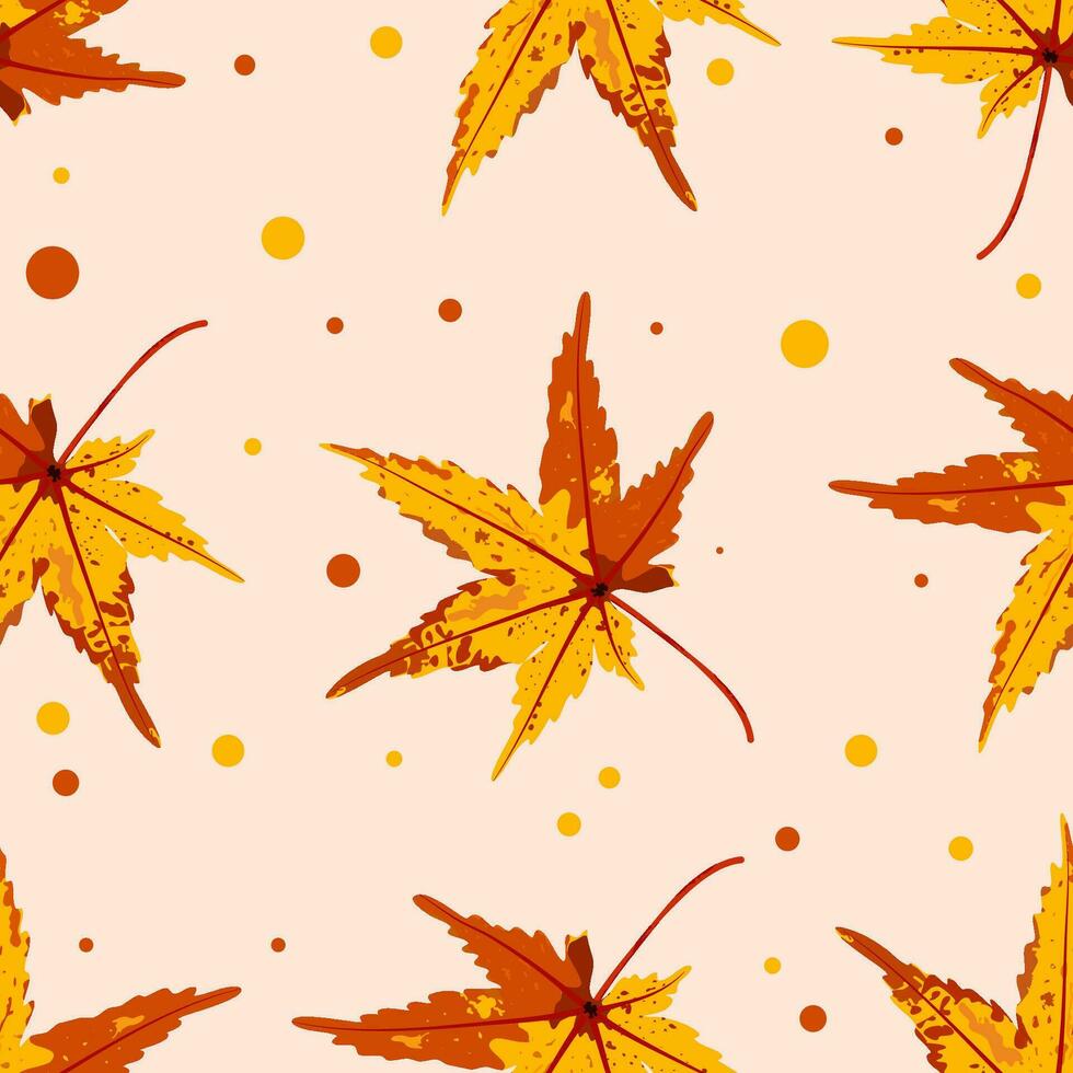 outono seco folhas vermelho confete granulados pontos laranja amarelo vermelho desatado padronizar caloroso outono estação fundo vetor
