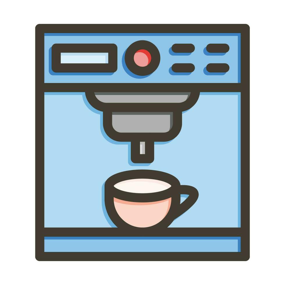 café criador vetor Grosso linha preenchidas cores ícone para pessoal e comercial usar.