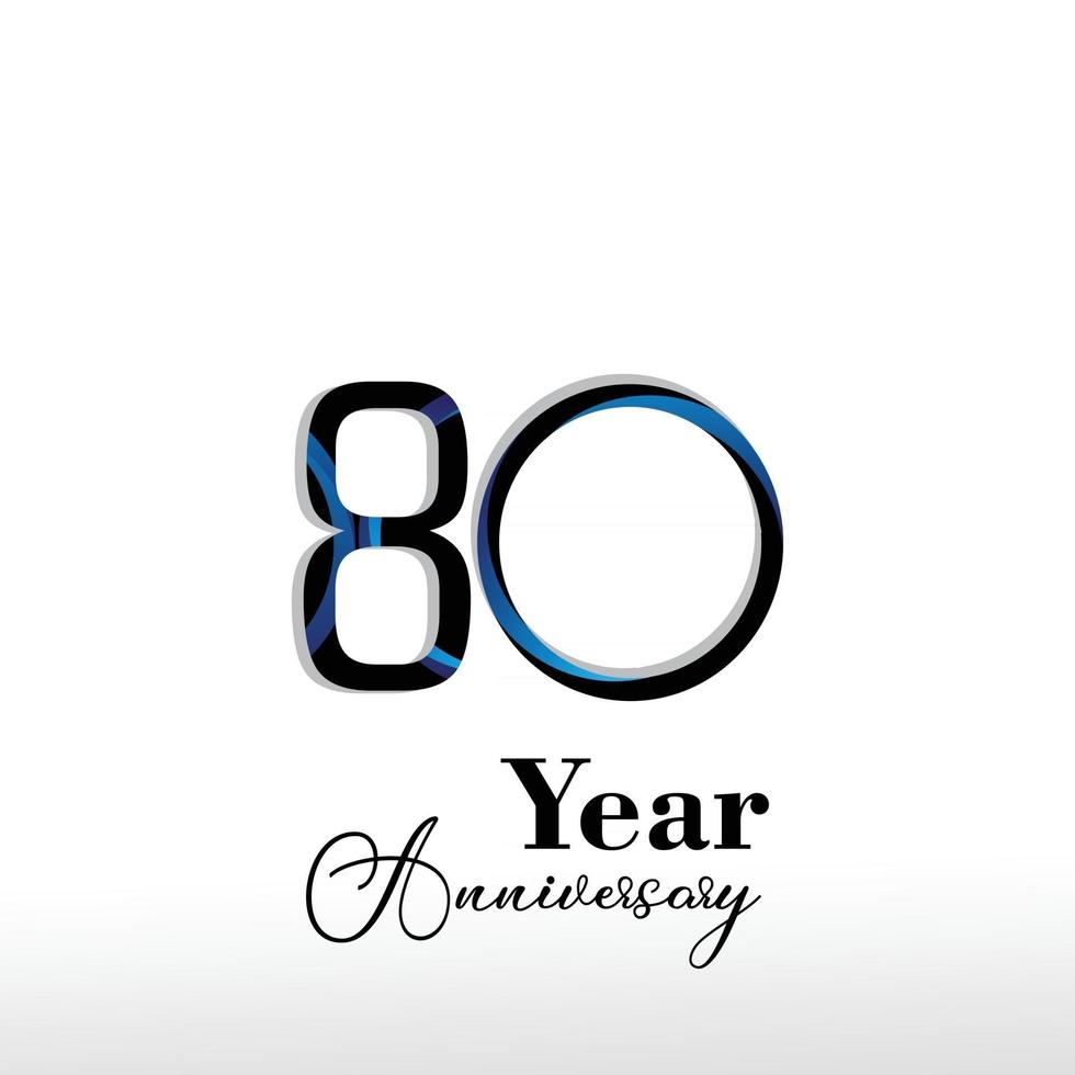 Ilustração em vetor logotipo aniversário 80 anos, cor branca